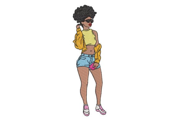 African Fashion Girl: A Bold Embroidery Design for Etsy Sellers