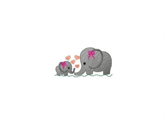 Mom and Baby Elephant with Heart: A Sweet Embroidery Review
